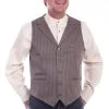 Scully Mens Heather Brown Polyester Pinstripe Point Vest