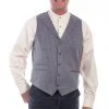 Scully Mens Heather Grey Polyester Pinstripe Point Vest