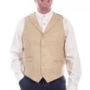 Scully Mens Wheat 100% Polyester Pinstripe Herringbone Vest
