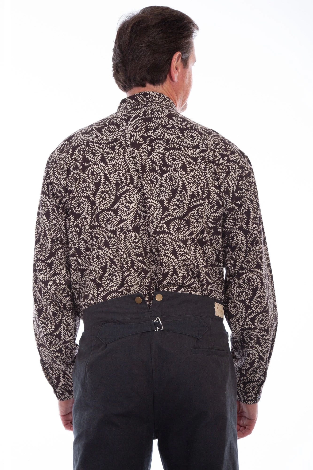 Scully Mens Brown 100% Cotton Lg Paisley L/S Shirt - Image 2