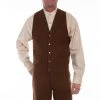 Scully Mens Brown Cotton Blend Notched Lapels Vest