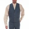 Scully Mens Blue Cotton Blend Herringbone Vest