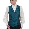 Scully Womens Teal Polyester Scroll Swirls Vest