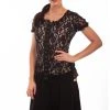 Scully Womens Black Polyester Lace Corset S/S Tunic