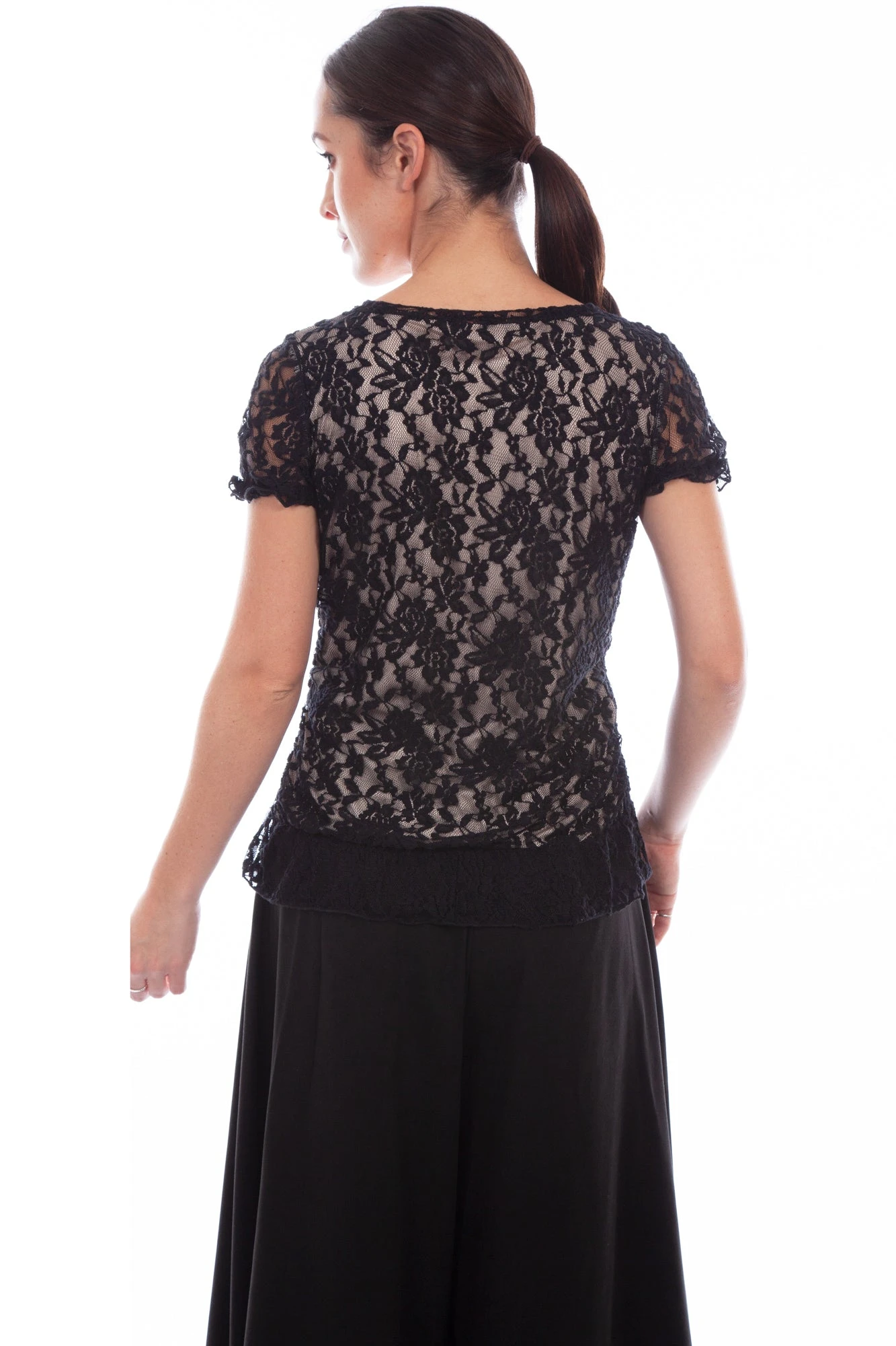 Scully Womens Black Polyester Lace Corset S/S Tunic - Image 2