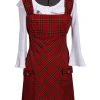 Scully Womens Red 100% Wool Tartan Plaid S/L Dress