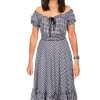 Scully Womens White 100% Cotton Gingham Check S/S Dress