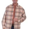 Scully Mens Orange/Black 100% Cotton Cord Plaid L/S Shirt