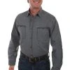 Scully Mens Charcoal 100% Cotton Slub L/S Shirt
